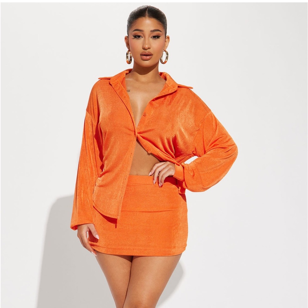 Orange 2pc Skirt Set